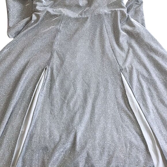 NWT LUNSS Custom Couture Silver Cinderella Wedding/Evening Gown w/Train Sz16/18 - Picture 7 of 10